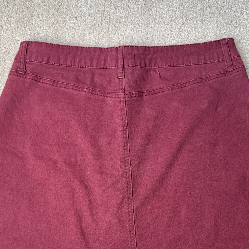 Altar’d State Burgundy Miniskirt Cotton Blend Front Patch Pockets Stretch Large - Picture 4 of 6